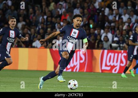 ©PHOTOPQR/LE PARISIEN/Fred Dugit ; Paris ; 06/09/2022 ; Sport Parc des Princes (Paris XVIe), le 06 septembre 2022 Paris Saint Germain-Juventus de Turin Ligue des Champions Marquinhos Foto LP / Fred Dugit Stockfoto