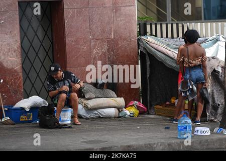 ©PHOTOPQR/OUEST FRANCE/Franck Dubray ; Belo Horizonte ; 19/08/2022 ; Reportage au Brésil avant les élections présidentielles qui auront lieu en Octobre.?Scène de la vie quotidienne dans la ville de Belo Horizonte avec les sans domizile fixe SDF (Foto Franck Dubray) - Brasilien vor den Präsidentschaftswahlen August 2022 Stockfoto