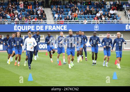 ©PHOTOPQR/LE PARISIEN/LP / ARNAUD JOURNOIS ; CLAIREFONTAINE ; 20/09/2022 ; RASSEMBLEMENT DE L'EQUIPE DE FRANCE DE FOOTBALL A CLAIREFONTAINE POUR PREPARER LES MATCHS DE LIGUE DES NATIONS FACE A L'AUTRICHE ET AU DANEMARK / - FRANZÖSISCH FUSSBALLMANNSCHAFT TRAINING PARIS, CLAIREFONTAINE SEPT 20, 2022 Stockfoto