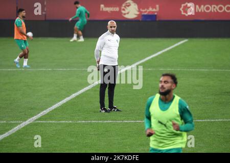 ©Manuel Blondau/AOP Press/MAXPPP - 22/09/2022 Barcelona Hoalid Rebragui Cheftrainer Marokkos während des Trainings vor dem FIFA International Freundschaftsspiel zwischen Marokko und Chile im RCDE Stadion am 22. September 2022 in Barcelona, Spanien. Stockfoto