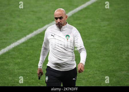 ©Manuel Blondau/AOP Press/MAXPPP - 22/09/2022 Barcelona Hoalid Rebragui Cheftrainer Marokkos während des Trainings vor dem FIFA International Freundschaftsspiel zwischen Marokko und Chile im RCDE Stadion am 22. September 2022 in Barcelona, Spanien. Stockfoto