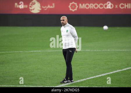 ©Manuel Blondau/AOP Press/MAXPPP - 22/09/2022 Barcelona Hoalid Rebragui Cheftrainer Marokkos während des Trainings vor dem FIFA International Freundschaftsspiel zwischen Marokko und Chile im RCDE Stadion am 22. September 2022 in Barcelona, Spanien. Stockfoto