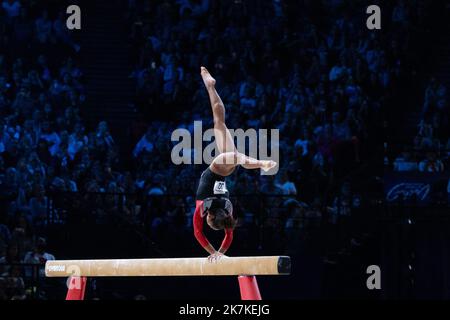 Mylene Deroche/IP3 - die Französin Melie De Jesus Dos Santos nimmt am Finale des Kunstturniers der Frauen beim internationalen Turnieren in Frankreich 23. in der Accor Arena Teil. In Paris, Frankreich, am 25. september 2022. Stockfoto