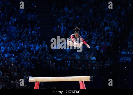 Mylene Deroche/IP3 - die Französin Melie De Jesus Dos Santos nimmt am Finale des Kunstturniers der Frauen beim internationalen Turnieren in Frankreich 23. in der Accor Arena Teil. In Paris, Frankreich, am 25. september 2022. Stockfoto