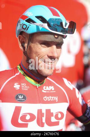 ©Laurent Lairys/MAXPPP - Philippe Gilbert von Lotto - Soudal während des Binche - Chimay - Binche 2022, Memorial Frank Vandenbrouck Radrennens am 4. Oktober 2022 in Binche, Belgien - Foto Laurent Lairys / MAXPPP Stockfoto