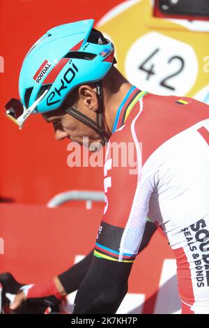 ©Laurent Lairys/MAXPPP - Philippe Gilbert von Lotto - Soudal während des Binche - Chimay - Binche 2022, Memorial Frank Vandenbrouck Radrennens am 4. Oktober 2022 in Binche, Belgien - Foto Laurent Lairys / MAXPPP Stockfoto