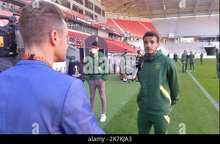 ©PHOTOPQR/OUEST FRANCE/Jerome Fouquet ; FRIBOURG ; 05/10/2022 ; Fußball. Ligue Europa. Conférence de Presse d'avant match de l'équipe du FC Nantes. Pedro Chirivella. Jerome Fouquet/ouest-France - Fribourg, okt 5. 2022 der FC Nantes einen Tag vor dem Spiel in der Europa League Stockfoto