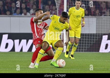 ©PHOTOPQR/OUEST FRANCE/Jérôme Fouquet ; FRIBOURG ; 06/10/2022 ; Fußball. Europa Ligue. Fribourg / FC Nantes. Ludovic Blas. Foto: Jérôme Fouquet/Ouest-France. Stockfoto