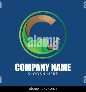 Attraktive c-Buchstaben-Logo-Icon-Vorlage in umrissiger Kreisform. Stock Vektor