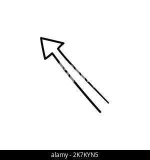 Von Hand gezeichneter langer Pfeil, der in Umrissform nach oben zeigt. Stock Vektor