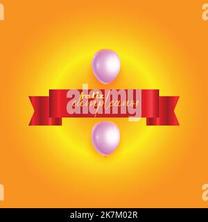 Alles gute zum Geburtstag auf spanisch auf rotem Band mit Luftballons. Stock Vektor