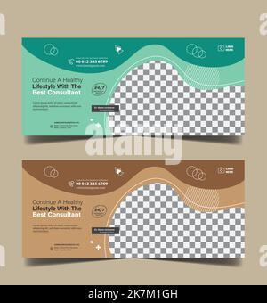 Medical Cover Design Template mit 2 Set, modernes Social Media Profil Design, Cover Banner Template für Social Media Stock Vektor