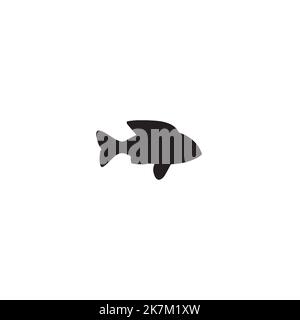 Fisch-Vektor-Symbol, Logotyp für Fischgeschäft auf weißem, isoliertem Hintergrund. Stock Vektor