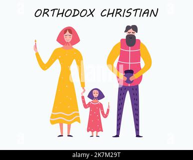 orthodoxe traditionelle christliche Paar Charakter Illustration auf weißem isolierten Hintergrund Stock Vektor