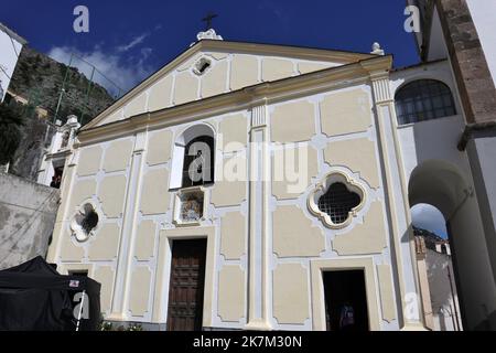 Praiano - Facciata della Chiesa di San Luca Evangelista Stockfoto