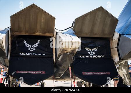 F-22 Raptor Engines auf der Edwards Air Force Base, CA am 10/16/2022 Stockfoto