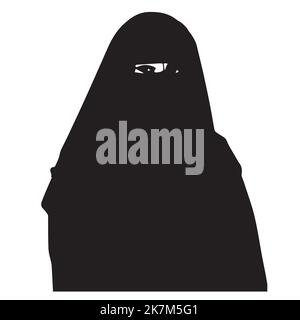 Illustration muslimischer Frauen mit Niqab. Schöne Frauen in schwarzem Niqab, Burqa Stock Vektor