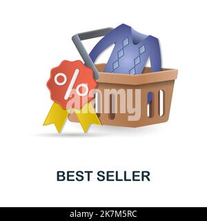 Symbol „Bestseller“. 3D Illustration aus der schwarzen freitagskollektion. Creative Best Seller 3D Symbol für Webdesign, Vorlagen, Infografiken und mehr Stock Vektor