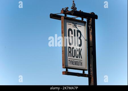 Das Gib Rock Pub Schild, Tynemouth, Tyne und Wear Stockfoto