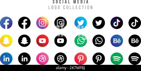 Berühmte Logos oder Symbole für Social-Media-Plattformen. Vektor-EPS-Designs. Stock Vektor
