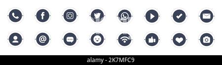 Berühmte Logos oder Symbole für Social-Media-Plattformen. Vektor-EPS-Designs. Stock Vektor