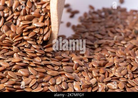 Nahaufnahme eines braunen Leinsamen Stockfoto