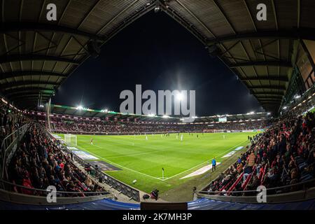 Herning, Dänemark. 16., Oktober 2022. Die MCH Arena, die während des Superliga-Spiels 3F zwischen dem FC Midtjylland und AC Horsens in Herning gesehen wurde. (Foto: Gonzales Photo - Morten Kjaer). Stockfoto