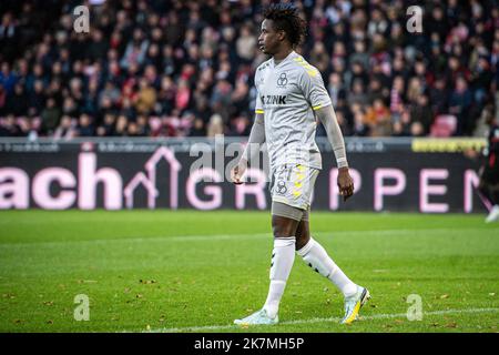 Herning, Dänemark. 16., Oktober 2022. James Gomez (21) von AC Horsens beim Superliga-Spiel 3F zwischen dem FC Midtjylland und AC Horsens in der MCH Arena in Herning. (Foto: Gonzales Photo - Morten Kjaer). Stockfoto