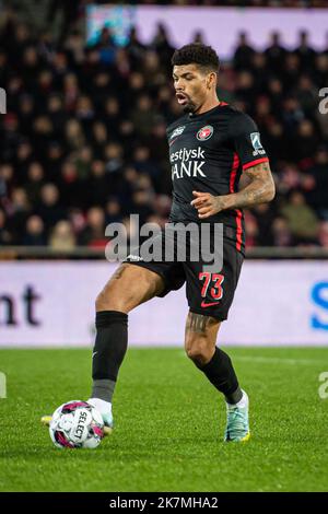 Herning, Dänemark. 16., Oktober 2022. Junino (73) des FC Midtjylland, gesehen beim Superliga-Spiel 3F zwischen dem FC Midtjylland und AC Horsens in der MCH Arena in Herning. (Foto: Gonzales Photo - Morten Kjaer). Stockfoto