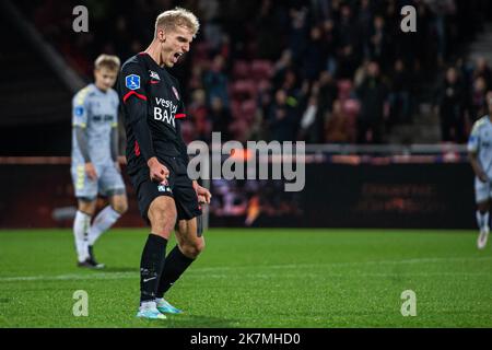 Herning, Dänemark. 16., Oktober 2022. Gustav Isaksen (11) vom FC Midtjylland, der 3F beim Superliga-Spiel zwischen dem FC Midtjylland und AC Horsens in der MCH Arena in Herning gesehen wurde. (Foto: Gonzales Photo - Morten Kjaer). Stockfoto