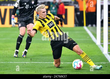 Bundesliga, Signal Iduna Park Dortmund: Borussia Dortmund gegen den FC Bayern München; Nico Schlotterbeck Stockfoto