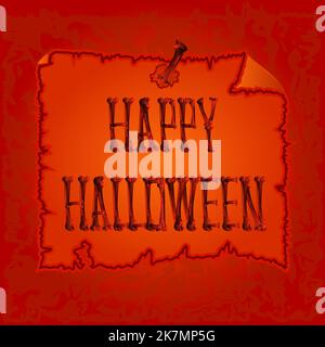 Happy Halloween Inschrift von Knochen orange Urlaub Hintergrund Vektor-Illustration Stock Vektor