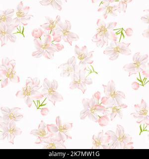 Nahtlose Textur Zweig des Apfelbaums mit Blumen Vektor-Illustration Stock Vektor