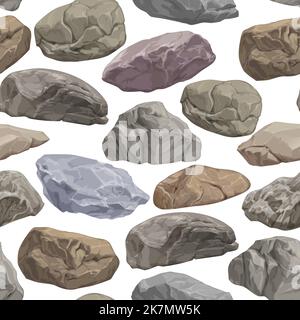 Muster aus realistischen Steinen auf weißem Hintergrund für Druck und Design. Vektorgrafik. Stock Vektor