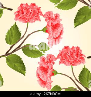 Nahtlose Textur rosa Hibiskus Stamm tropische Blume Vektor-Illustration Stock Vektor
