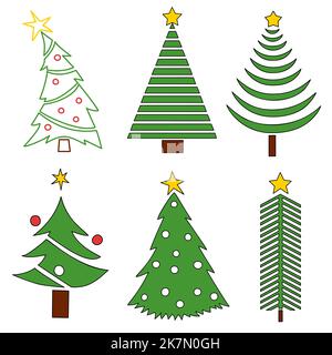 Vector Weihnachtsbaum Set, Kiefern für Grußkarten, Einladungen, Banner, Web. Stock Vektor