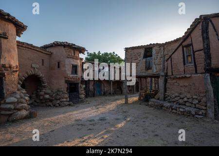 Das Territorio Artlanza Museum einer echten Altstadt in Spanien. Stockfoto