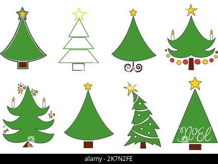 Vector Weihnachtsbaum Set, Kiefern für Grußkarten, Einladungen, Banner, Web. Stock Vektor
