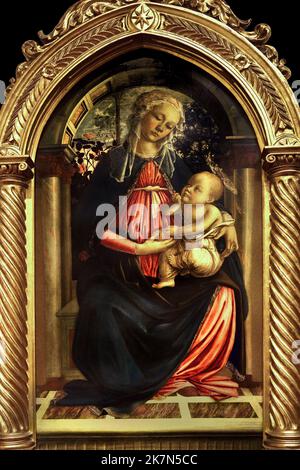 Madonna des Rosengartens - Madonna mit Kind Gallerie degli Uffizi 1470 von Sandro Botticelli 1445-1510 Italienischer Renaissance-Maler Florenz, Italien. Florenz, Italien. Stockfoto