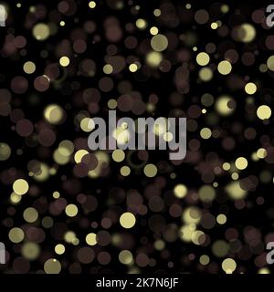 Illustration eines abstrakten Lichtpunktes und verschwommener Kreise mehrfarbiger Hintergrund wie Bokeh-Punktblasenpartikel Effektmuster auf schwarzem Hintergrund Stockfoto