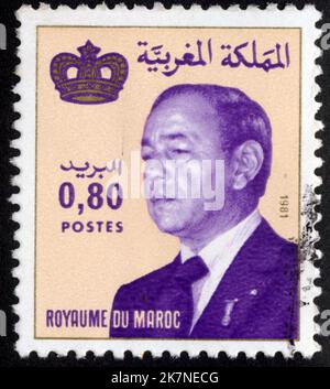 Timbre oblitéré Royaume du Maroc, Postes, 0,80, 1981 Stockfoto