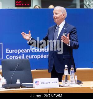 Belgien, Brüssel: Der Europäische Rat widmet sich dem russischen Einmarsch in die Ukraine am 24. März 2022. Präsident der Vereinigten Staaten Joe Biden Stockfoto