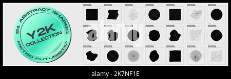 Futuristische Retro-Elemente für Design. Trendige geometrische Designelemente. Ornamente zur Dekoration. Stock Vektor