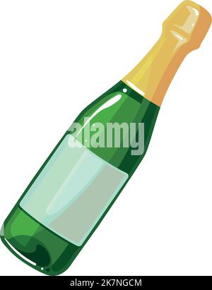 Cartoon-Ikone der Sekt-Flasche. Sektgetränk Stock Vektor