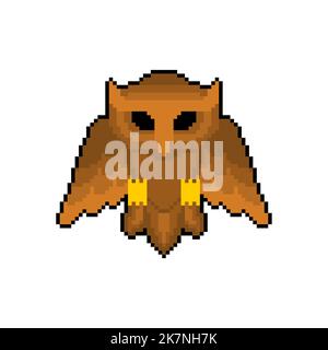 Eule Pixel Art. 8 Bit Adler-ow. Verpixelte Vektorgrafik Stock Vektor