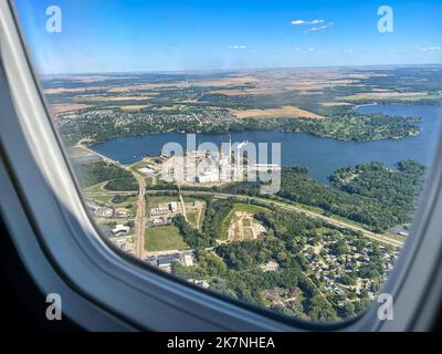 Springfield, IL USA - 23. September 2021: Das Kraftwerk am Lake Springfield in Springfield, Illinois. Stockfoto