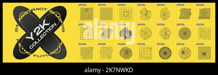 Futuristische Retro-Elemente für Design. Minimalistische geometrische Elemente. Objekte im stil von Y2K. Stock Vektor