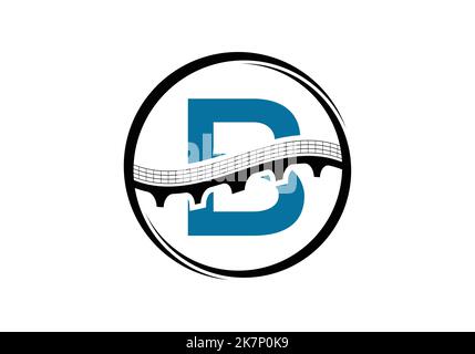 Initial B Monogramm Buchstaben Alphabet mit Brücke Zeichen. Design-Vorlage für abstraktes Bridge-Logo. Modernes Vektorlogo für das Baugewerbe. Stock Vektor
