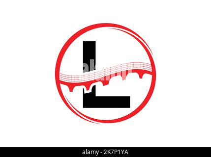 Initial L Monogramm Buchstaben Alphabet mit Brücke Zeichen. Design-Vorlage für abstraktes Bridge-Logo. Modernes Vektorlogo für das Baugewerbe. Stock Vektor