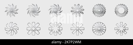 Retrofuturistic Y2K Geometry Design Elements Collection. Minimalistische geometrische Elemente. Einfache Formen Formen. Stock Vektor